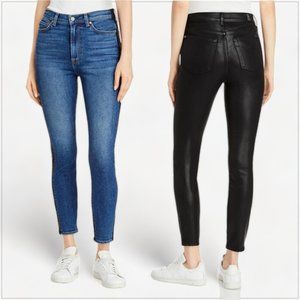 7 for All Mankind Seven 50/50 Coated Back Blue Nova Ankle Skinny Jeans NWT 26